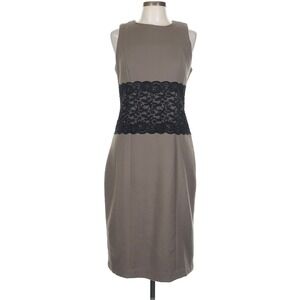 G.I.L.I Sleeveless Sheath Dress 4 Black Lace Waist Detail Career Office Cocktail